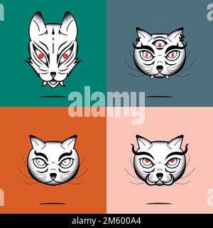Bakeneko, japanisches Monster, Katzenelement, Vektor Stock Vektor