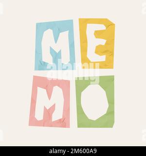 MEMO-Vektorschriftart Papierschnitt-Schriftart Stock Vektor