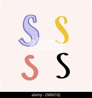 Brief S handgezeichneter Kritzeltypografieset-Vektor Stock Vektor
