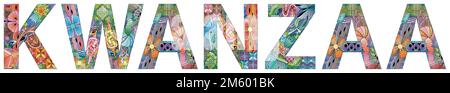 Handgemalte Kunstgestaltung. Handgezeichnetes Zeichnungswort KWANZAA für T-Shirt und andere Dekorationen Stock Vektor