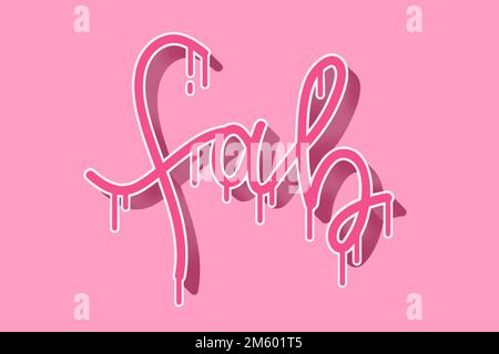 Rosafarbener Fab-Tropftext für Typografie-Vektortext Stock Vektor