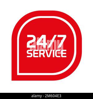 24 7 Servicesymbol auf weißem Hintergrund Stock Vektor