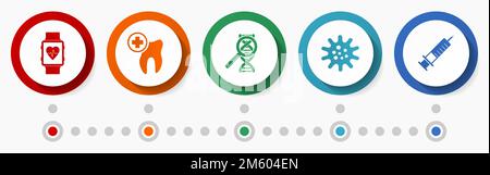 Healthcare Vector Symbolset, Medizin flaches Design Medizin Buttons, medizinische Infografik Vorlage Stock Vektor