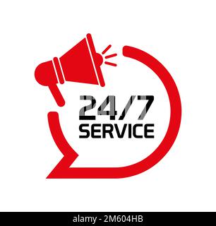 24 7 Servicesymbol auf weißem Hintergrund Stock Vektor