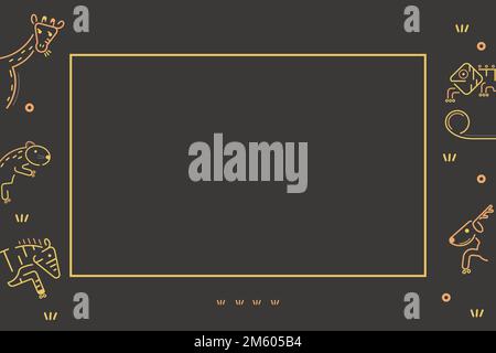 Tiermuster auf einem braunen Kartenvorlagenvektor Stock Vektor