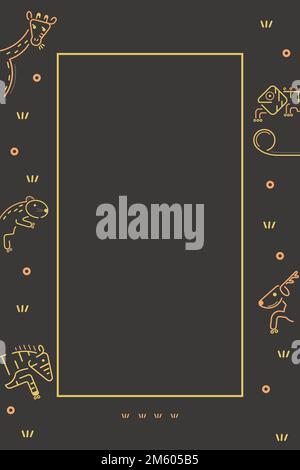 Tiermuster auf einem braunen Kartenvorlagenvektor Stock Vektor