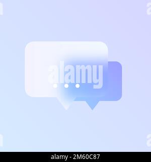 Sprechblasen Glas Morphismus trendige Ikone. Sprachblase, transparentes Glas, Farbvektorsymbol mit Unschärfe und violettem Verlauf. Für Web- und ui-Design Stock Vektor