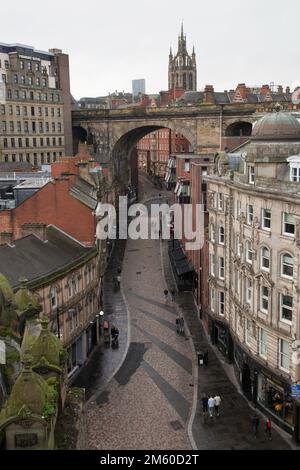 Newcastle City Street von oben Stockfoto