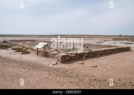 Saladas de Sástago, alte Infrastruktur für die Salzgewinnung, Bujaraloz, Aragón, Spanien Stockfoto
