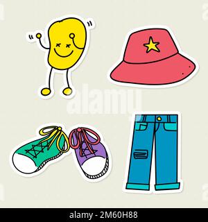 Kreative und coole Pop-Art-Sticker setzen einen Vektor Stock Vektor