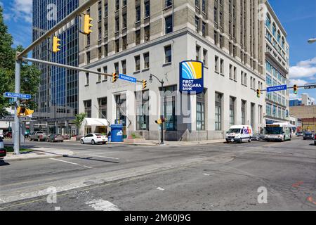 Das Rand Building, das höchste Gebäude von Buffalo im Jahr 1929, gehört immer noch zu den höchsten der Stadt. Einige glauben, dass der Rand das Empire State Building inspiriert hat. Stockfoto