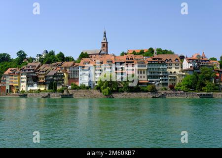 Blick auf Laufenburg mit Rhein, Schwarzwald, Baden-Württemberg, Deutschland Stockfoto