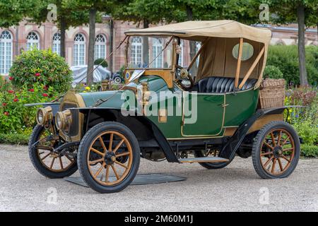 Oldtimer Le Zebre, Frankreich 1912, 1 Zylinder, 2-Gang, 415 kg, 35 km h, 5 hp, Classic Gala, International Concours d'Elegance, Schwetzingen, Deutschland Stockfoto