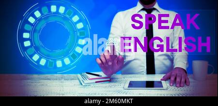 Schild mit der Aufschrift "Sprache Englisch". Business Concept Study eine weitere Fremdsprache Online verbale Kurse Stockfoto