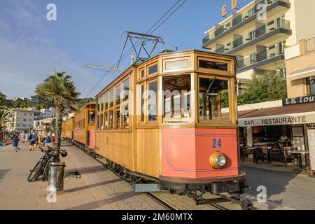 Tren des Soller historische Straßenbahn, Port de Soller, Mallorca, Spanien Stockfoto