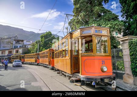 Historische Straßenbahn Tren des Soller, Soller, Mallorca, Spanien Stockfoto