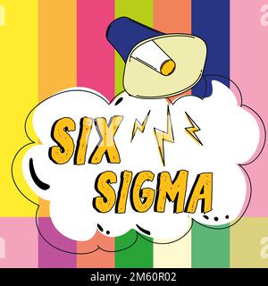 Handschriftliches Schild Six Sigma. Managementtechniken für den Geschäftsansatz zur Verbesserung von Geschäftsprozessen Stockfoto