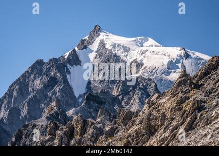 Felsiger Gipfel und Gletscher des Ortler Berges, 3 905 m. der höchste Gipfel Tirols und des ehemaligen österreichisch-ungarischen Reiches. Östliche Alpen, Italien Stockfoto