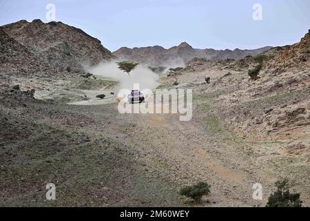 204 PETERHANSEL Stéphane (Fra), BOULANGER Edouard (Fra), Team Audi Sport, Audi RS Q e-tron E2, Auto, Action während der Phase 1 des Dakar 2023 rund um Sea Camp, am 1. Januar 2023 in der Nähe von Yanbu, Saudi-Arabien - Photo Gigi Soldano / DPPI Stockfoto