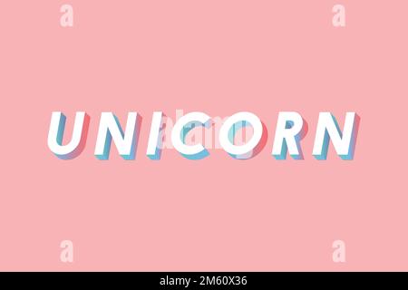 Unicorn Word Vector 3D Kursiv-Schriftart-Typografie Stock Vektor