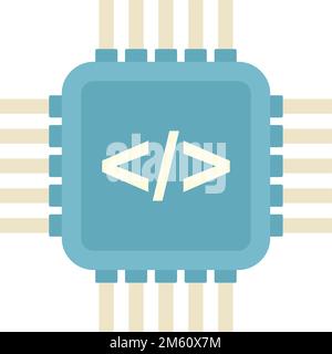 Programmieren des flachen Vektors des Prozessorsymbols. Arduino-Software. Ausbildungsroboter isoliert Stock Vektor