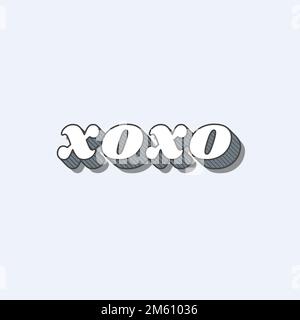 XOXO Retro-Schriftbild mit auffälligem Love-Design Stock Vektor