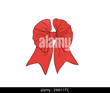 Rote Schleife isoliert auf weißem Hintergrund, einschließlich Beschneidungspfad. Aquarell-weihnachtliche Fliege Stockfoto