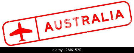 Grunge Red australia Wort mit Ebenensymbol quadratische Gummidichtung Stempel auf weißem Hintergrund Stock Vektor