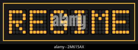 Orangefarbene LED in Wortsystem auf schwarzem Hintergrund Stock Vektor