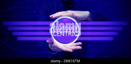 Text mit Inspiration Kundenorientierung. Geschäftskonzept, Kundenbetreuung zu gewährleisten, um Kundenzufriedenheit zu gewährleisten Stockfoto