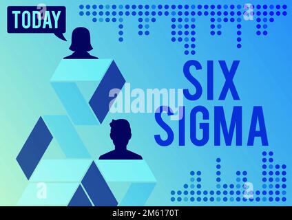 Textunterschrift mit Six Sigma. Ein Wort über Managementtechniken zur Verbesserung von Geschäftsprozessen Stockfoto