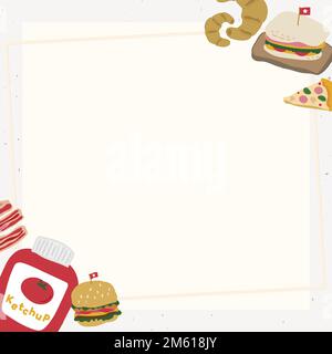 Food Doodle Rahmen auf einem beigen Hintergrund Vektor Stock Vektor