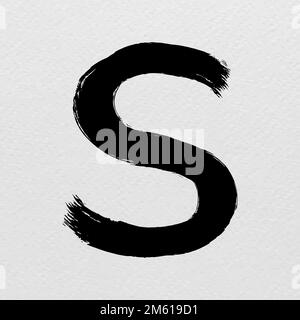 Schriftart für von Hand gezeichnete Vektorschriftart mit Buchstabe S-Pinselstrich Stock Vektor