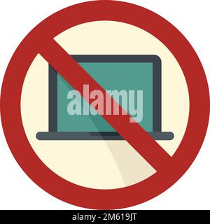 Digitaler Detoxing-Symbol-Flachvektor für Laptops. Bildschirm „Computer Use“ (Computerverwendung Internet ohne Entgiftung isoliert Stock Vektor