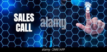 Text für Anruf bei Inspiration. Geschäftsbeispiele ein Telefonanruf eines Vertriebsmitarbeiters eines Unternehmens Stockfoto