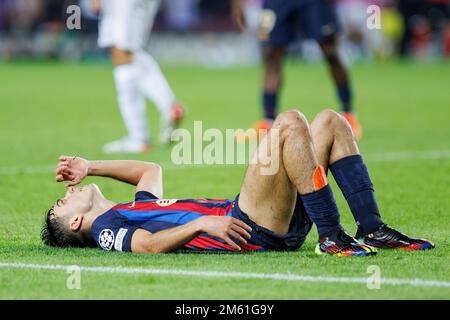 BARCELONA – Okt 13: Pedri in Aktion während des Champions League-Spiels zwischen dem FC Barcelona und dem FC Internazionale im Spotify Camp Nou Stadium auf OC Stockfoto