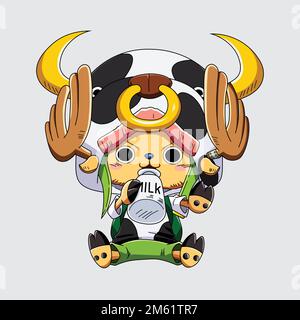 Anime-Chopper-Figur, abgetrunkene Milch Stock Vektor