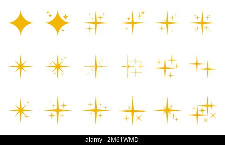 Eine Vektordarstellung des goldenen Sets verschiedener Sterne auf weißem Hintergrund Stock Vektor