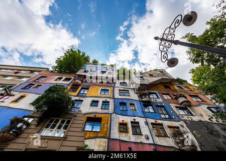 Hundertwasser-Dorf im Landstraße-Bezirk Wien Stockfoto