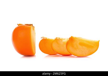 Persimonenfrucht isoliert auf weißem Hintergrund. Stockfoto