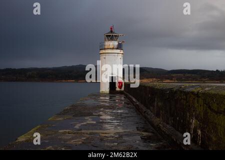 Scottish Lighthouse an einem kalten Wintermorgen Stockfoto