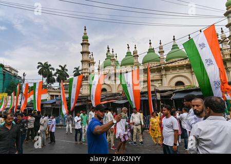 Kalkutta, Westbengalen, Indien - 21.. Juli 2022 : All India Trinamool Congress Party, AITC oder TMC, auf der Ekushe July, Shadid Dibas, Martyrs Day Kundgebung. Stockfoto