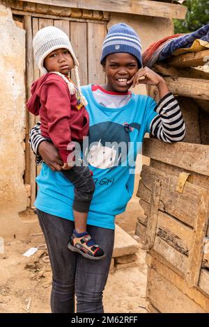 Masindray Village Familienleben, Antananarivo, Madagaskar, Afrika Stockfoto