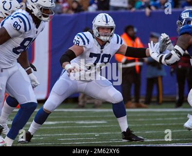 East Rutherford, New Jersey, USA. 1. Januar 2023. Indianapolis Colts spielt Ryan Kelly (78) bei einem NFL-Spiel gegen die New York Giants in East Rutherford, New Jersey. Duncan Williams/CSM/Alamy Live News Stockfoto