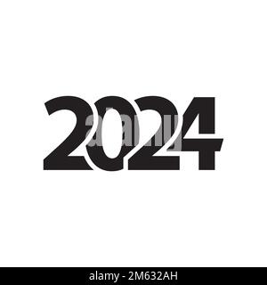 2024-Logo-Design-Vektor isoliert auf weißem Hintergrund. Stock Vektor