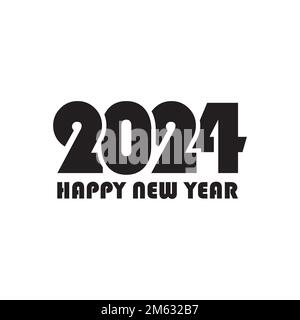 2024 HAPPY SILVESTER Logo Design Vector isoliert auf weißem Hintergrund. Stock Vektor