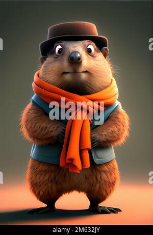 3D der anthropomorphized Groundhog - Groundhog Day ist eine jährliche