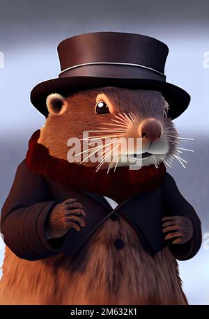 3D der anthropomorphized Groundhog - Groundhog Day ist eine jährliche