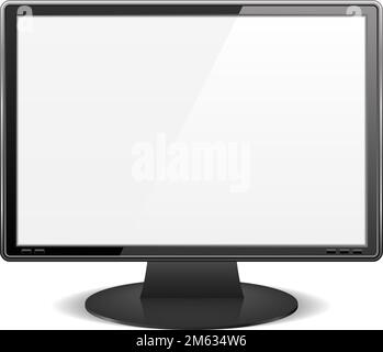 Schwarzer Computermonitor mit weißem Bildschirm, Vektor EPS10-Abbildung Stock Vektor