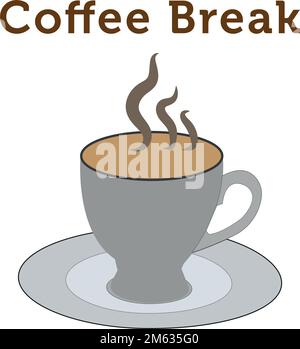 Eine Vektordarstellung von Kaffee in einem grauen Tassensymbol, isoliert auf weißem Hintergrund. Stock Vektor